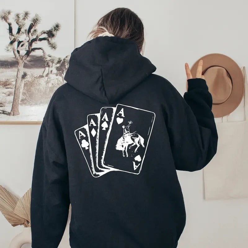 Ace Card Cowboy Playing Country Girl Western Poker - Adult & Kids T-Shirts, Sweatshirts & Hoodies apparel design preview 1