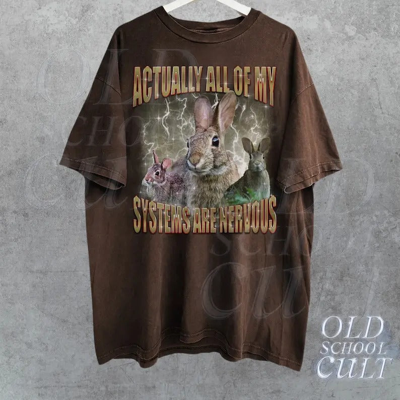 Actually All My Systems Are Nervous Vintage Retro 90s - Adult & Kids T-Shirts, Sweatshirts & Hoodies apparel design preview 1