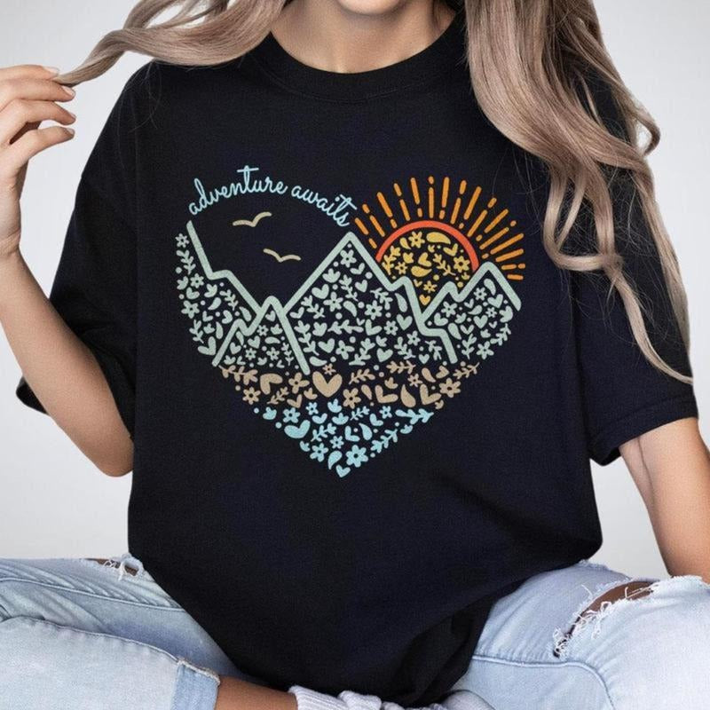 Adventure Awaits Camping Mountain Hiker Nature Lover - Adult & Kids T-Shirts, Sweatshirts & Hoodies apparel design preview 1