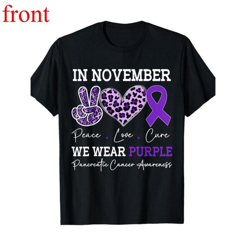1PC Pancreatic Cancer Awareness "Peace Love Healing" - Adult & Kids T-Shirts, Sweatshirts & Hoodies apparel design preview 1