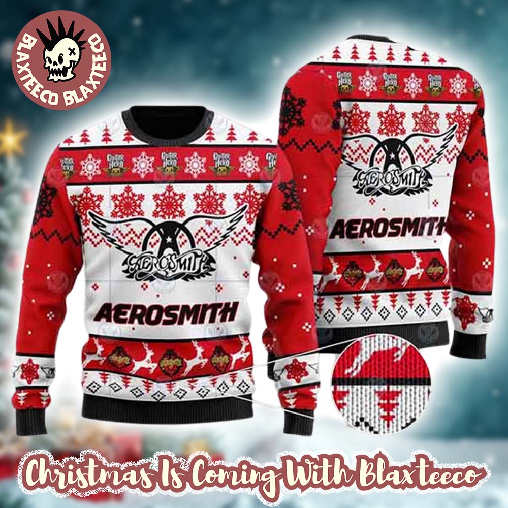 Aerosmith Signature Logo Classic Ugly Christmas Sweater - Holiday Gift product image