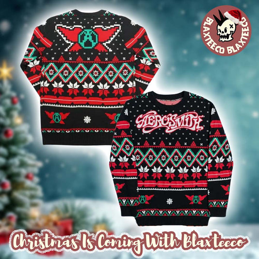 Aerosmith Signature Logo Holiday Style Personalized Ugly Christmas Sweater - Holiday Gift product image