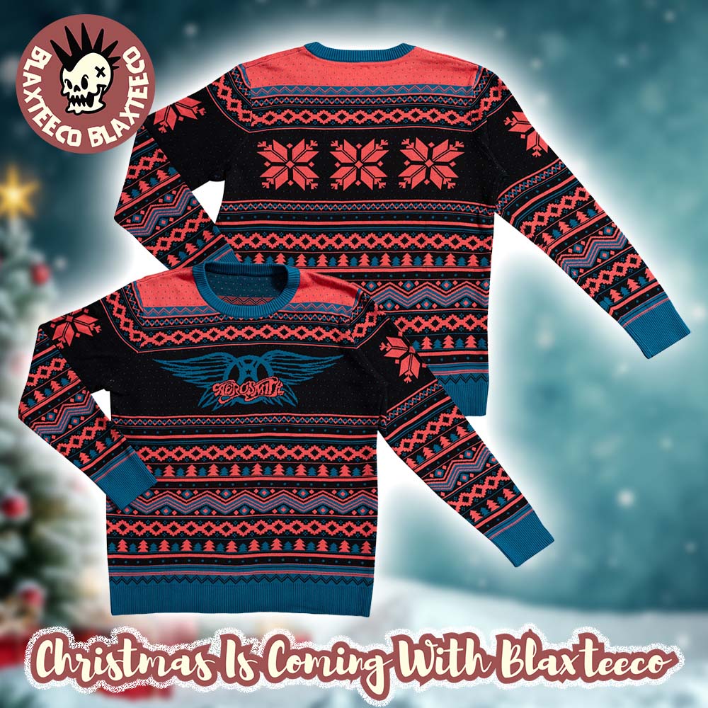 Aerosmith Wings Logo Knitted Retro Ugly Christmas Sweater - Holiday Gift product image