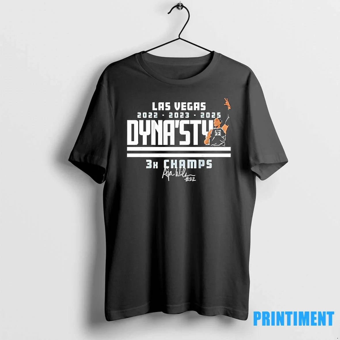 Aja Wilson Las Vegas Aces 2022 2023 2025 Dynasty 3x - Adult & Kids T-Shirts, Sweatshirts & Hoodies apparel design preview 1