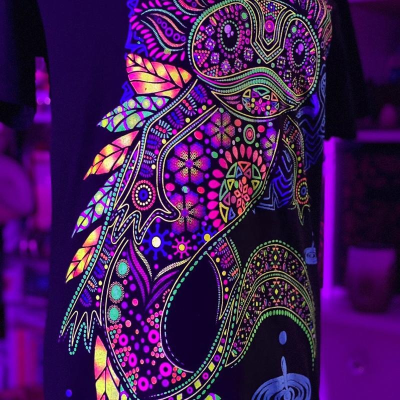Ajolote Huichol Black Cotton - Adult & Kids T-Shirts, Sweatshirts & Hoodies apparel design preview 1