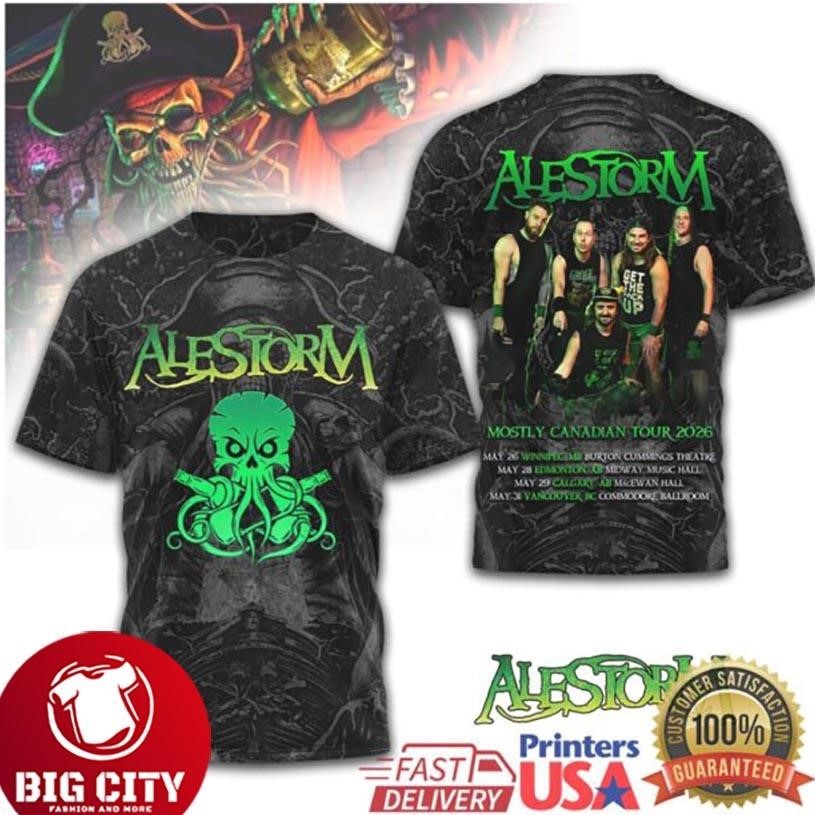 Alestorm Mostly Canadian Tour 2026 Pirate Metal All - Adult & Kids T-Shirts, Sweatshirts & Hoodies apparel design preview 1