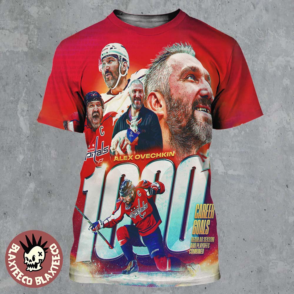 Alex Ovechkin Washington Capitals NHL 1000 Career - Adult & Kids T-Shirts, Sweatshirts & Hoodies apparel design preview 1