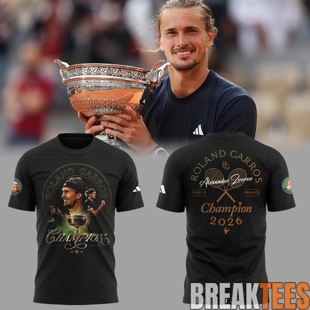 Alexander Zverev 2026 Roland-Garros Champions - Adult & Kids T-Shirts, Sweatshirts & Hoodies apparel design preview 1