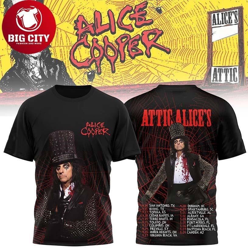 Alice Cooper Alices Attic 2026 Tour Two Sided - Adult & Kids T-Shirts, Sweatshirts & Hoodies apparel design preview 1