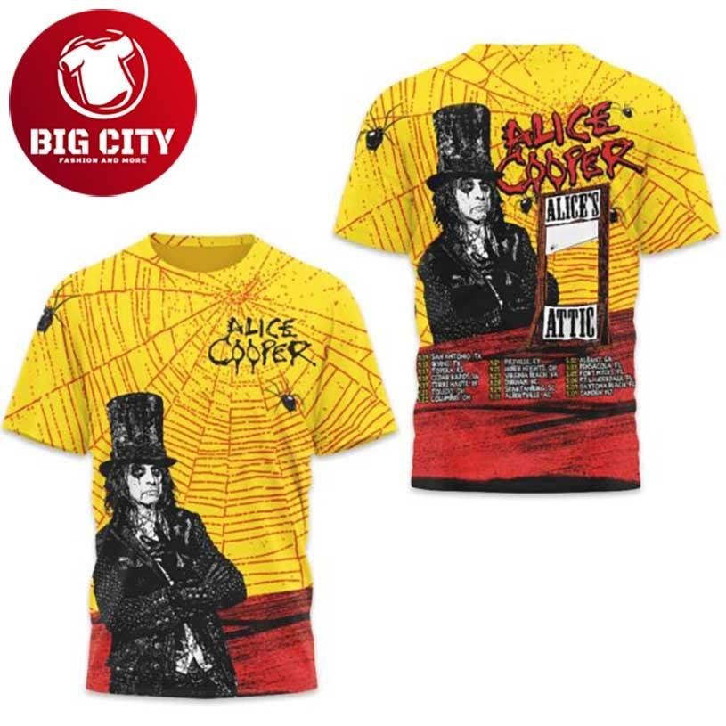 Alice Cooper Alice's Attic Vintage Tour All Over - Adult & Kids T-Shirts, Sweatshirts & Hoodies apparel design preview 1