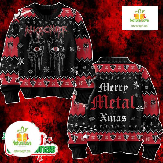 Alice Cooper Metal Xmas Wool Pullover Ugly Christmas Sweater - Holiday Gift product image