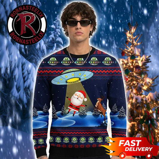 Alien Kidnap Santa Claus Funny Christmas Funny Ugly Christmas Sweater - Holiday Gift product image