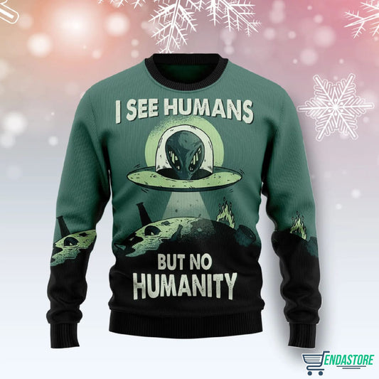 Alien No Humanity 3D Ugly Christmas Sweater - Holiday Gift product image