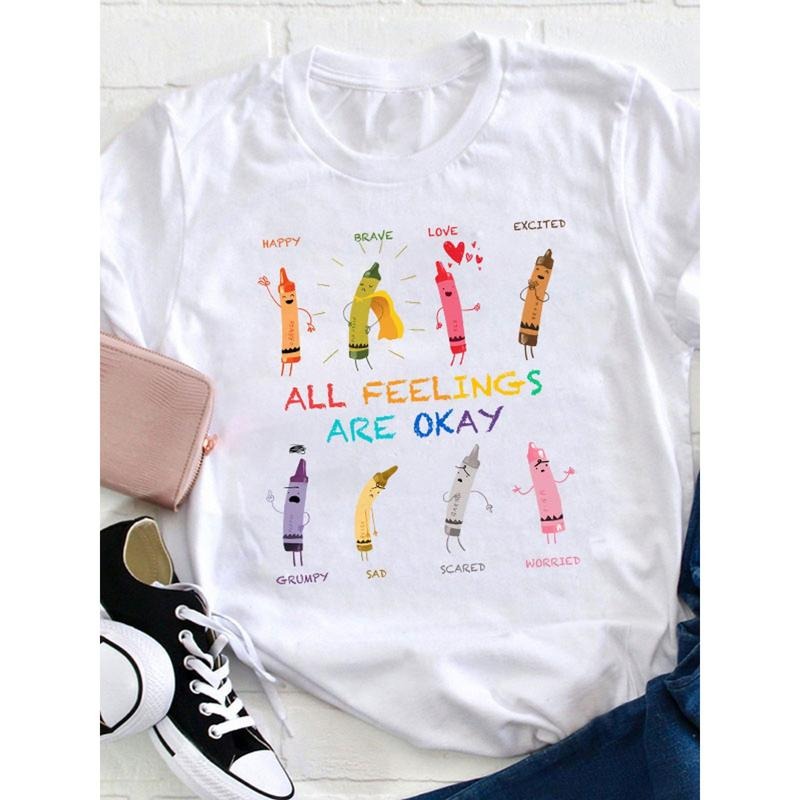 All Feelings Are Okay Teacher Casual Round Neck - Adult & Kids T-Shirts, Sweatshirts & Hoodies apparel design preview 1