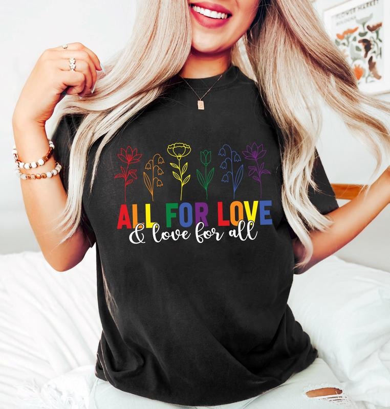 All Love LGBTQ Pride Month Rainbow Flowers Gay Queer - Adult & Kids T-Shirts, Sweatshirts & Hoodies apparel design preview 1