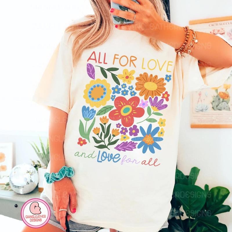 All Love Lgbt Rainbow Pride Month Lesbian Floral Flag - Adult & Kids T-Shirts, Sweatshirts & Hoodies apparel design preview 1