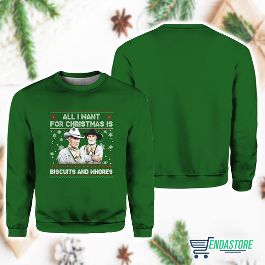 All I Want For Christmas Is Biscuits And Whores 3D Ugly Christmas Sweater - Holiday Gift product image