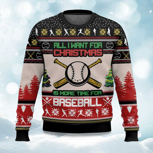 All I Want For Christmas Is More Time For Baseball Ugly Christmas Sweater - Holiday Gift product image