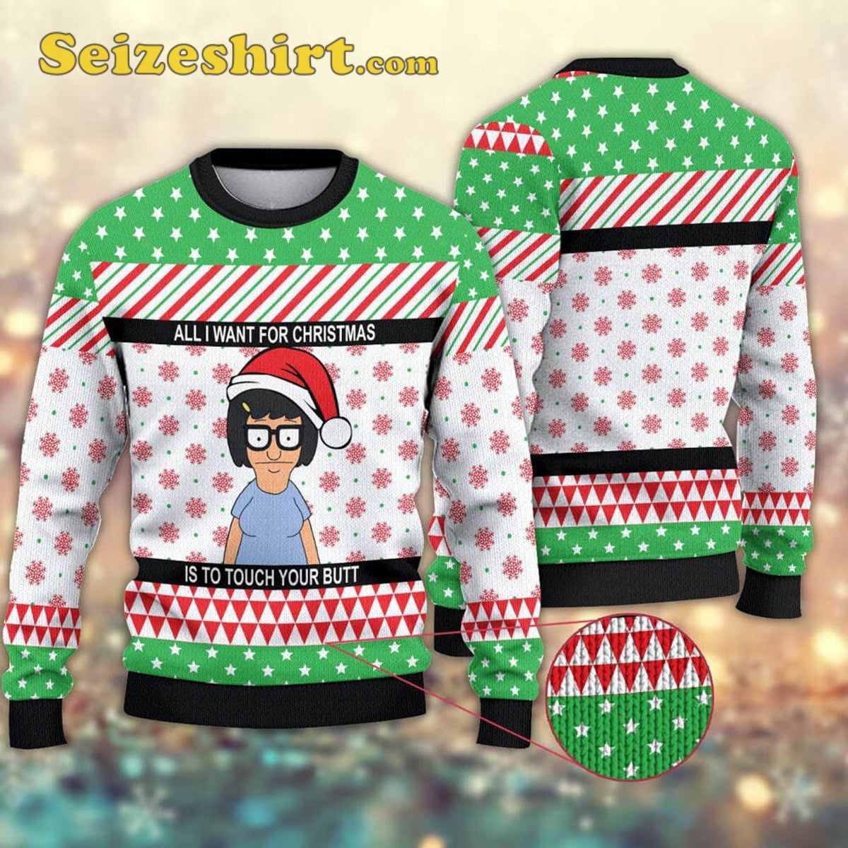 All I Want For Christmas Is To Touch Your Butt 3d 3D Ugly Christmas Sweater - Holiday Gift product image