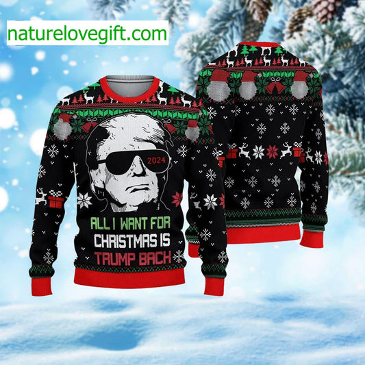All I Want For Christmas Is Trump Back Ugly Christmas Sweater - Holiday Gift product image