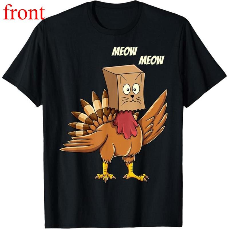 All Age Thanksgiving Turkey Cat "Meow Star" Print - Adult & Kids T-Shirts, Sweatshirts & Hoodies apparel design preview 1