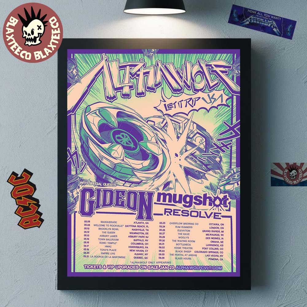 Alpha Wolf Let It Rip USA 2026 Tour City Dates Decor - Adult & Kids T-Shirts, Sweatshirts & Hoodies apparel design preview 1