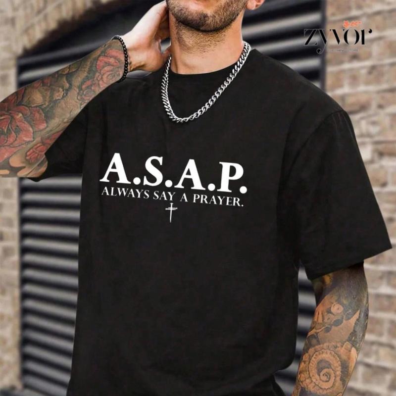 Always Say Prayer Christian Casual Crew Neck Short - Adult & Kids T-Shirts, Sweatshirts & Hoodies apparel design preview 1