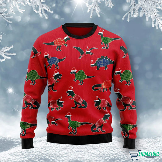 Amazing Dinosaur Christmas 3D Ugly Christmas Sweater - Holiday Gift product image