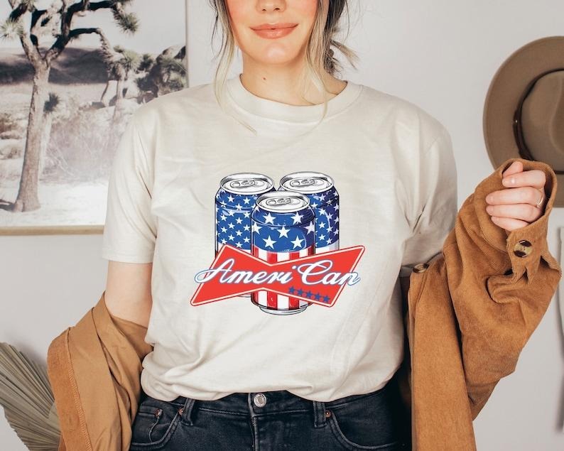Ameri Can Beer Patriotic Fourth July USA Flag - Adult & Kids T-Shirts, Sweatshirts & Hoodies apparel design preview 1