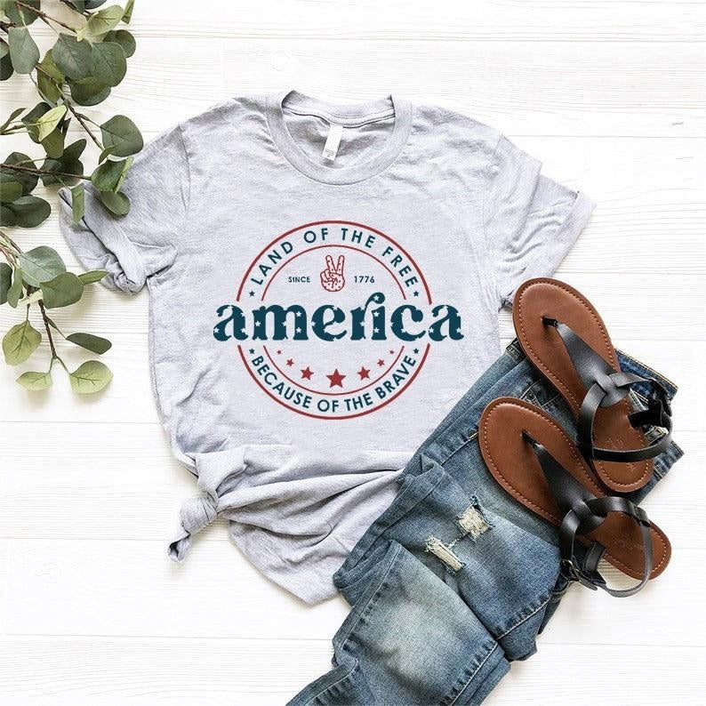 America Land Free Because Brave Memorial Day - Adult & Kids T-Shirts, Sweatshirts & Hoodies apparel design preview 1