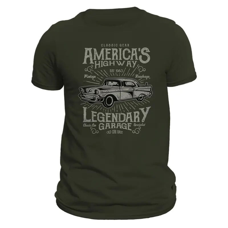 America'S Highway Classic Car Old Race - Adult & Kids T-Shirts, Sweatshirts & Hoodies apparel design preview 1