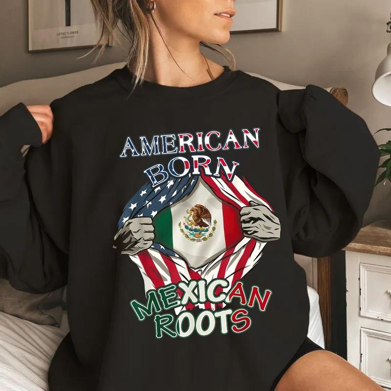American Born Mexican Roots Flag Proud Usa Love - Adult & Kids T-Shirts, Sweatshirts & Hoodies apparel design preview 1