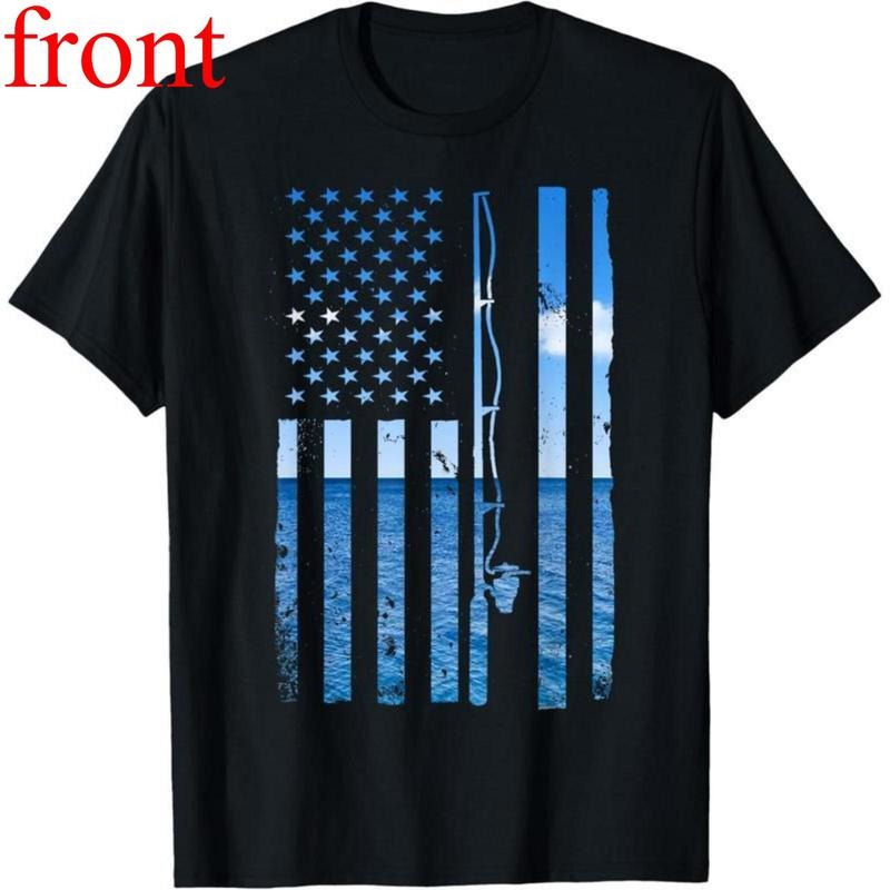 American Flag Fish Fisher Fisherman Funny Bass - Adult & Kids T-Shirts, Sweatshirts & Hoodies apparel design preview 1