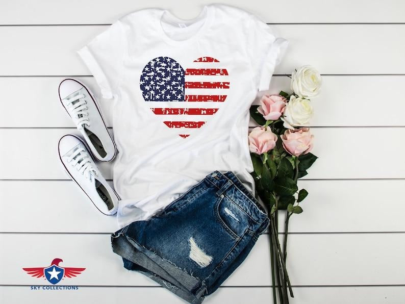 American Flag Heart Patriotic 4th July Family - Adult & Kids T-Shirts, Sweatshirts & Hoodies apparel design preview 1
