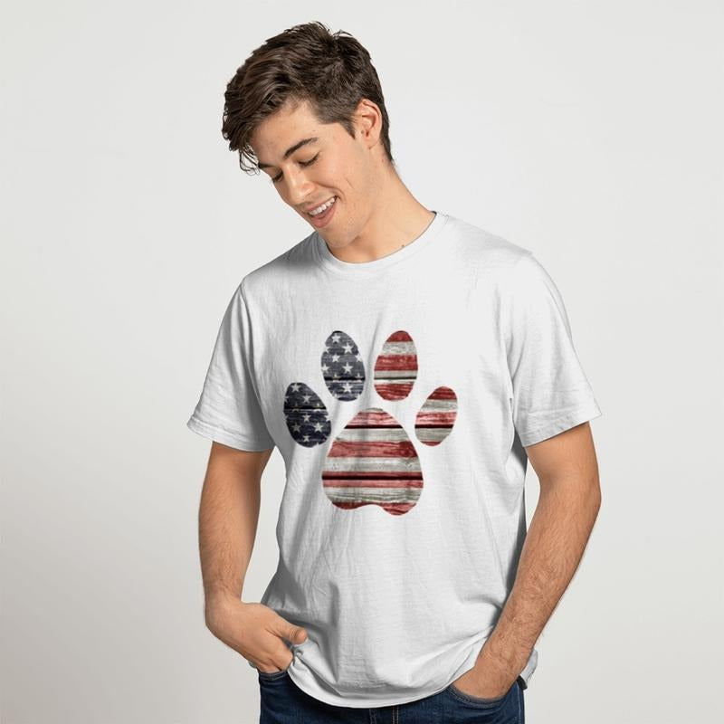 American Flag Paw Print Merica USA 4th July Dog Lover - Adult & Kids T-Shirts, Sweatshirts & Hoodies apparel design preview 1