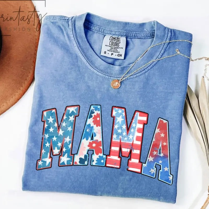 American Mama Retro America 4th July USA Comfort - Adult & Kids T-Shirts, Sweatshirts & Hoodies apparel design preview 1