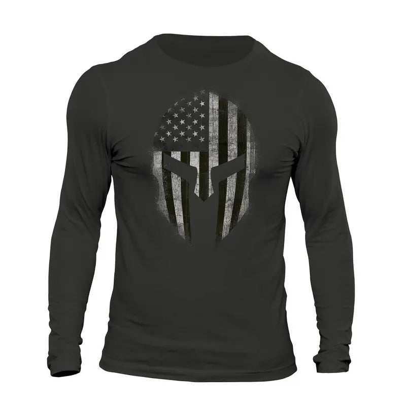 American Spartan B&W USA Patriotic Tactical - Adult & Kids T-Shirts, Sweatshirts & Hoodies apparel design preview 1