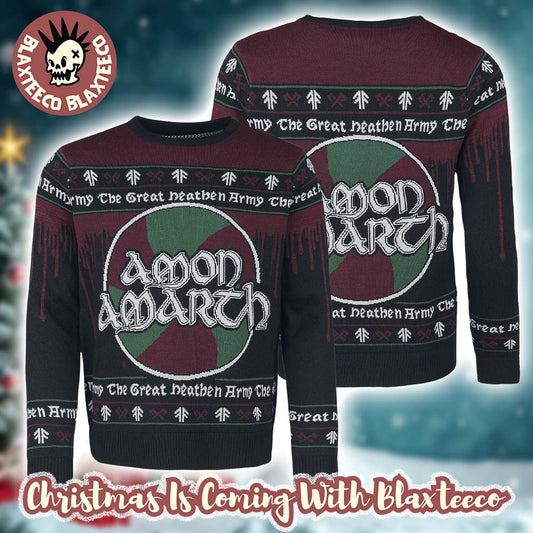 Amon Amarth The Great Heathen Army Big Logo Bravado Knitted Holiday Jumper Ugly Christmas Sweater - Holiday Gift product image