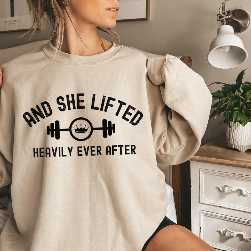 She Lifted Heavily Ever After Gym Workout E Fitness - Adult & Kids T-Shirts, Sweatshirts & Hoodies apparel design preview 1