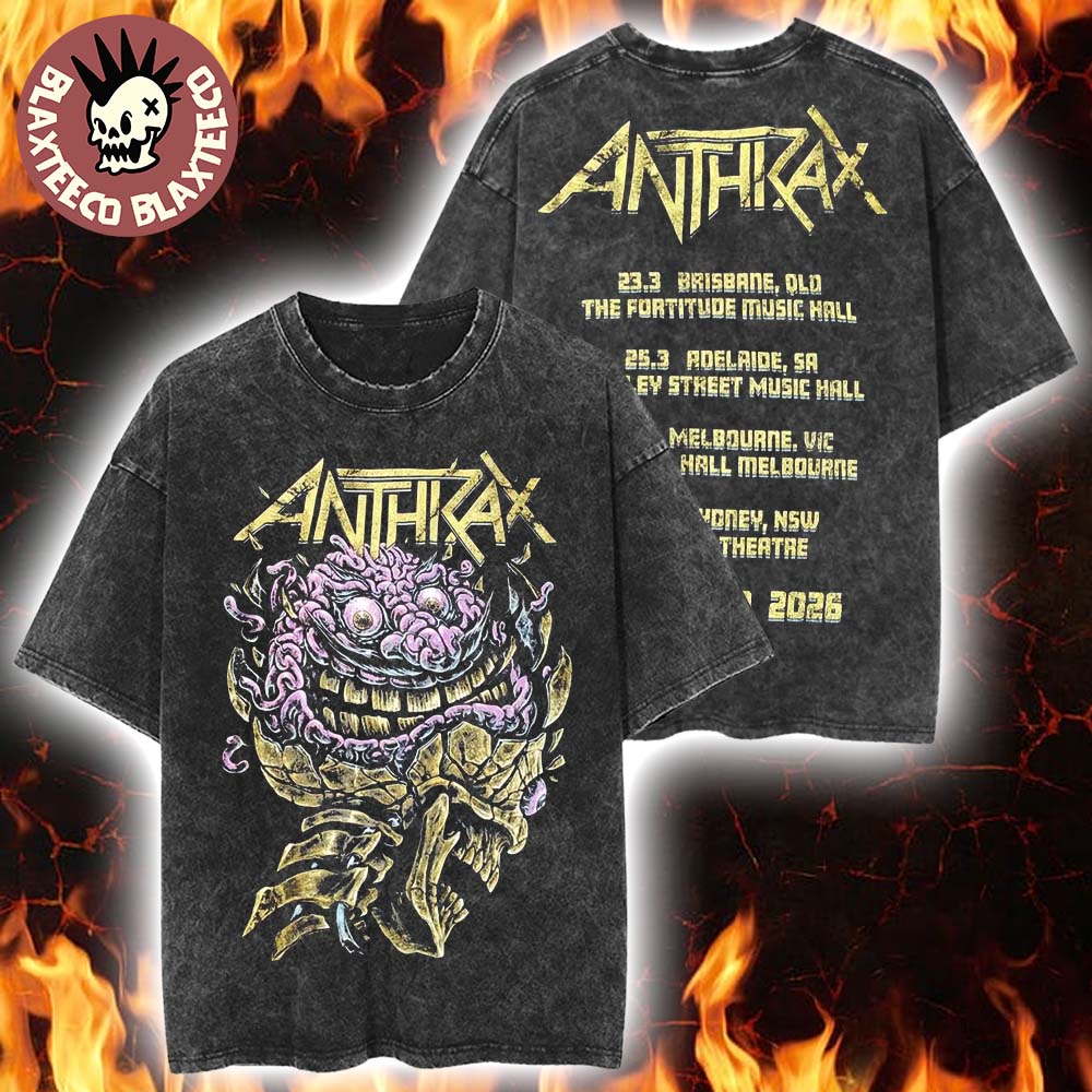Anthrax Australia Tour 2026 Merch Skull Brain Art - Adult & Kids T-Shirts, Sweatshirts & Hoodies apparel design preview 1