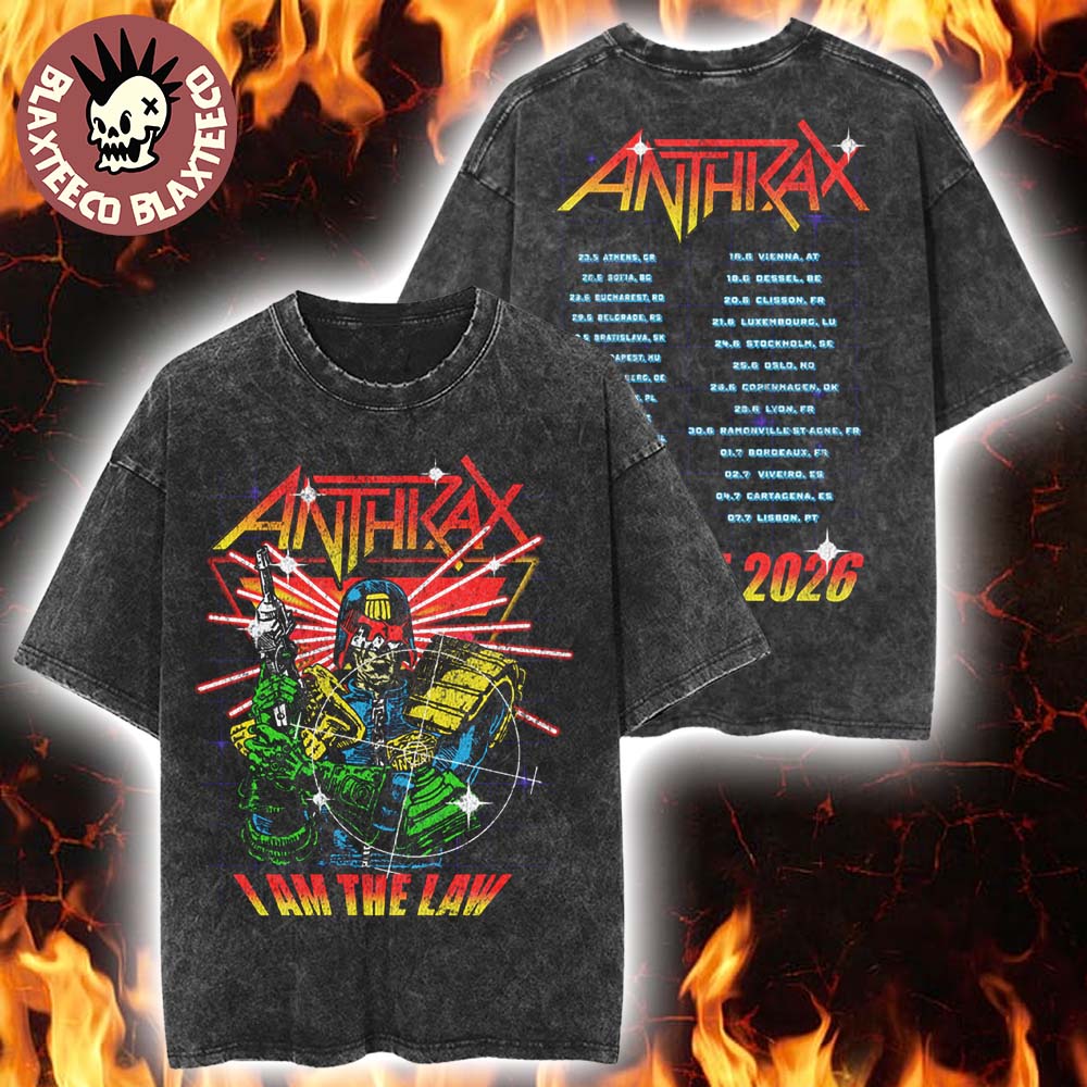 Anthrax Europe 2026 Tour Merch I Am The Law Cyber - Adult & Kids T-Shirts, Sweatshirts & Hoodies apparel design preview 1