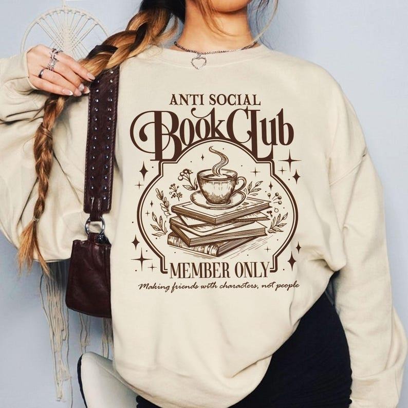 Anti Social Book Club Lover Bookish Reading Librarian - Adult & Kids T-Shirts, Sweatshirts & Hoodies apparel design preview 1