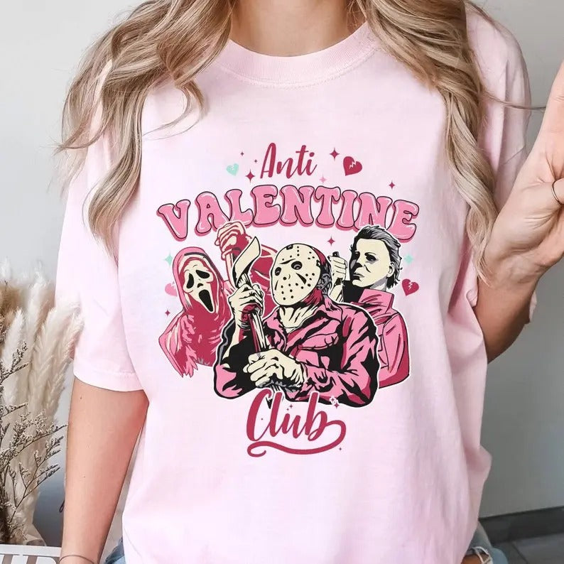 Anti Valentine Club Horror Movie Character Single - Adult & Kids T-Shirts, Sweatshirts & Hoodies apparel design preview 1