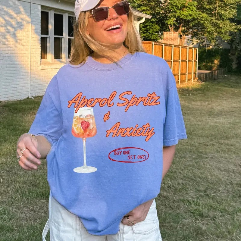 Aperol Spritz Anxiety Funny Mental Health Humor - Adult & Kids T-Shirts, Sweatshirts & Hoodies apparel design preview 1