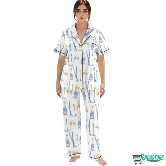 Apres Ski Champagne Satin Pajama Set 3D Sweater - Gift Idea product image 2