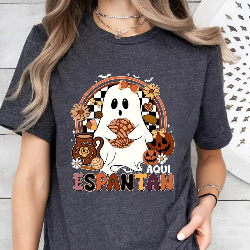 Aqui Espantan Ghost Halloween Spooky Conchas Mexican - Adult & Kids T-Shirts, Sweatshirts & Hoodies apparel design preview 1