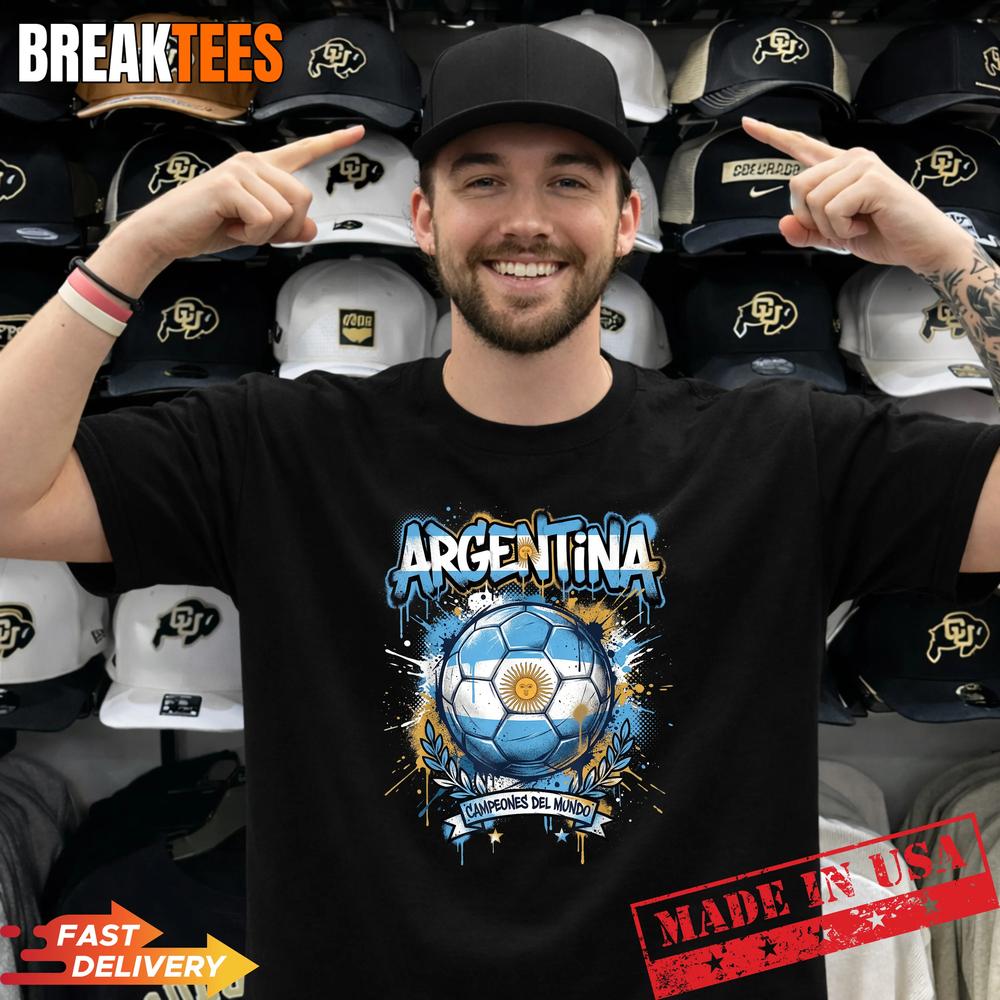 Argentina Football Soccer Player Flag Graffiti - Adult & Kids T-Shirts, Sweatshirts & Hoodies apparel design preview 1