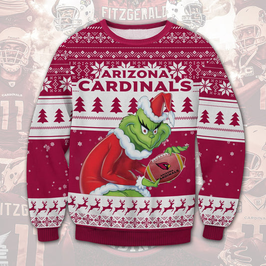 Arizona Cardinals Grnch 3D Christmas Sweater - Holiday Gift product image