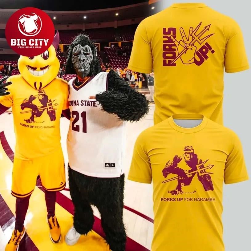 Arizona State Basketball Forks Up for Harambe Two - Adult & Kids T-Shirts, Sweatshirts & Hoodies apparel design preview 1