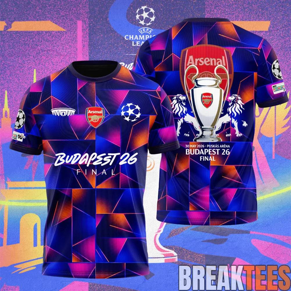 Arsenal UCL Budapest Final 2026 - Adult & Kids T-Shirts, Sweatshirts & Hoodies apparel design preview 1